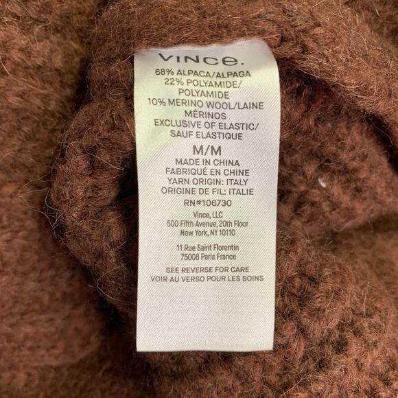 VINCE Size M Brown Rib Knit Alpaca Blend Two Pockets Cardigan - Picture 5 of 6